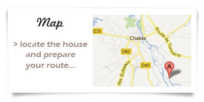 map and acess to la maison du moulin des roches in chablis